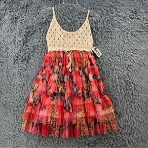 Rebellion Dress Womens Medium NWT Crotchet Adjustable Straps Layered Lined